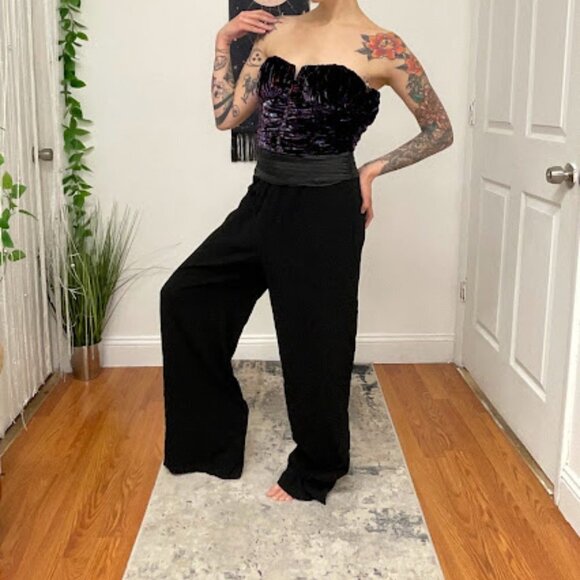 Ramy Brook Johanna Sequin Evening Jumpsuit Size 10 Black Combo Blkco - Picture 2 of 16